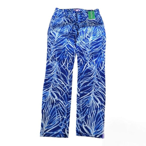 Boho Cottagecore Hippy Abstract South Ocean Twilight Blue Early Riser Pant 00 - Picture 6 of 15
